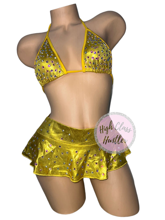 Yellow Mini Skirt Set