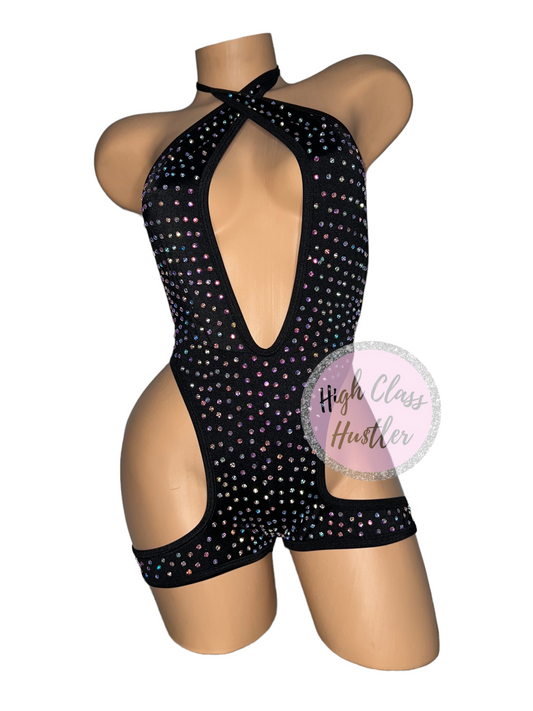 Black Leg Wrap One Piece