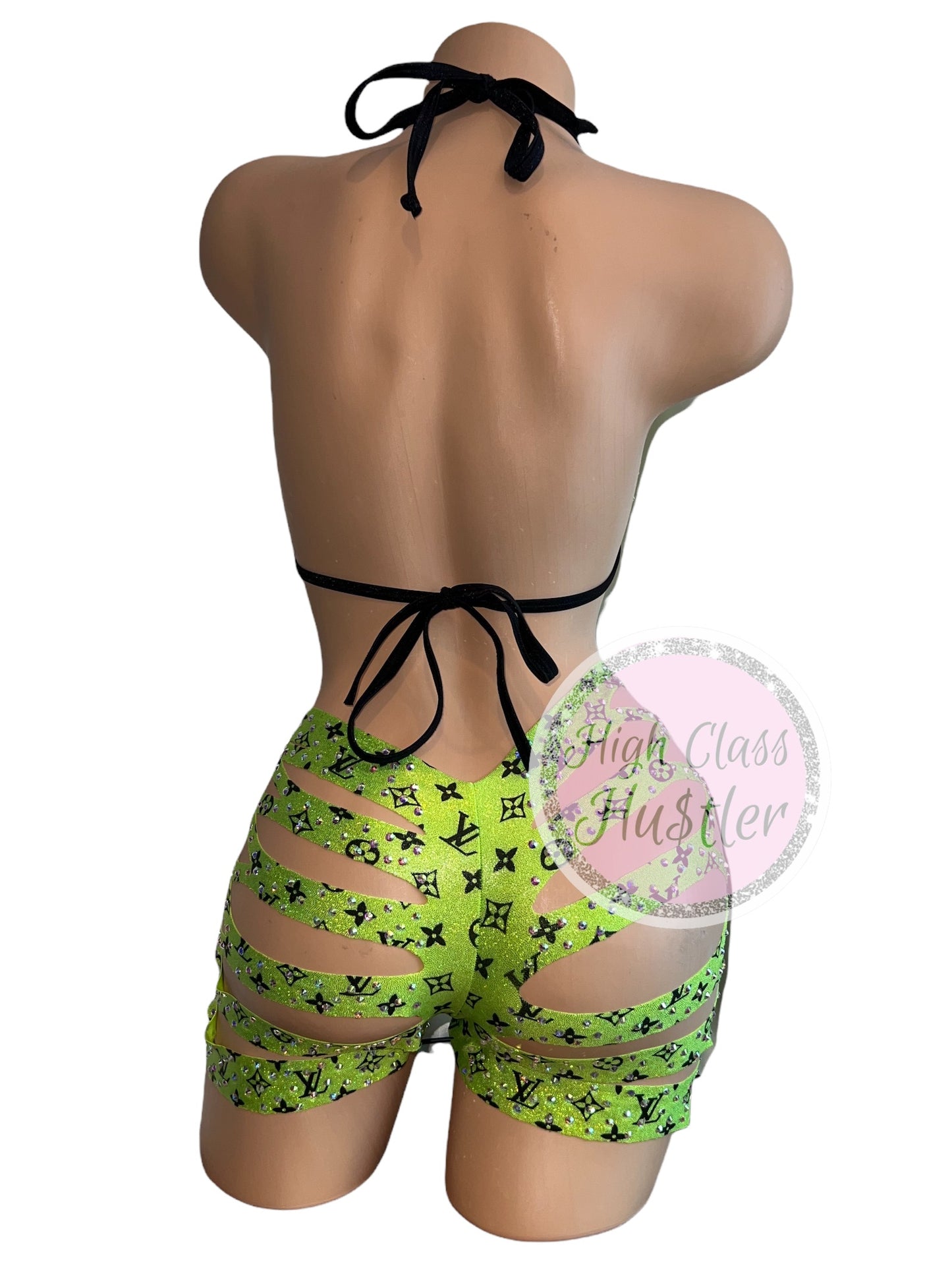 Lime Green LV Cut Shorts Set