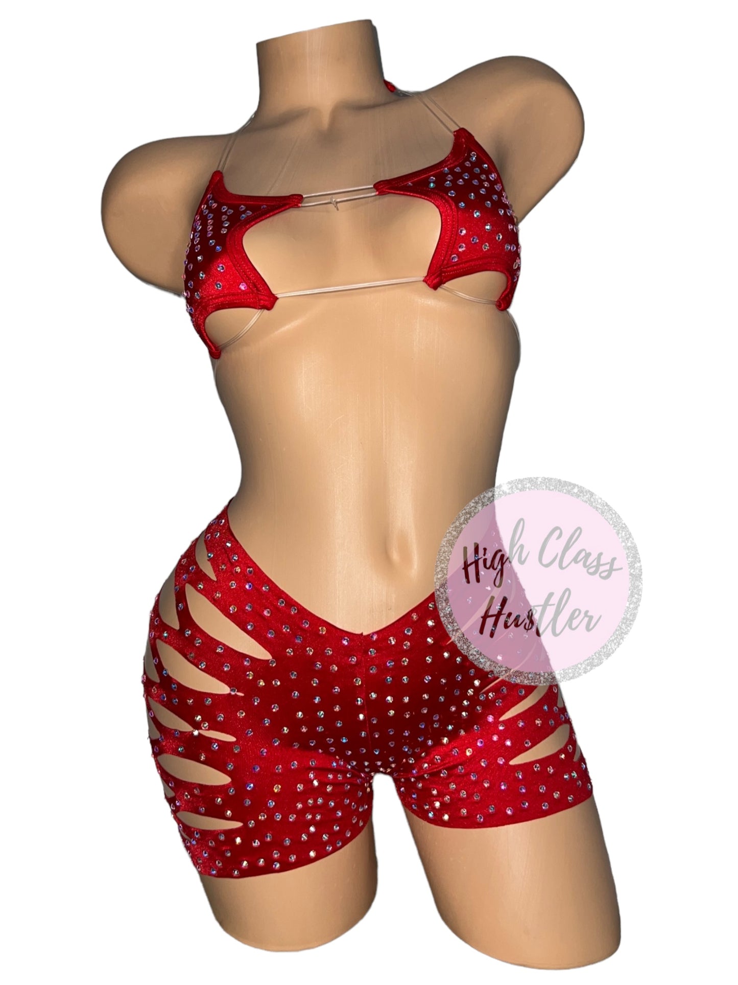 Red Star Cut Shorts Set